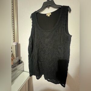 ONE WORLD Black Lace Tank Top